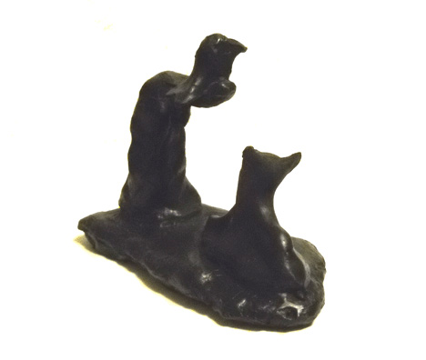 Cat and Bird - Bronze